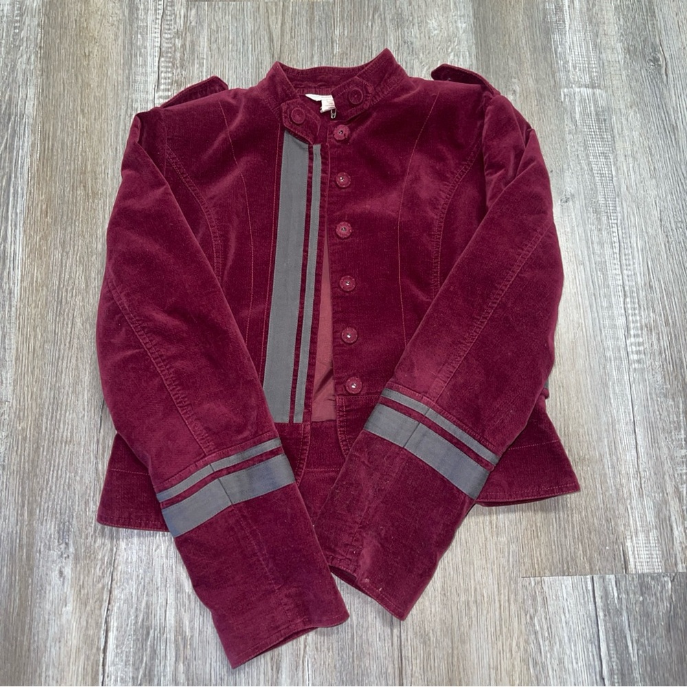 Sundance Velveteen Furlough Jacket Velvet Military Blazer Burgundy Size Small